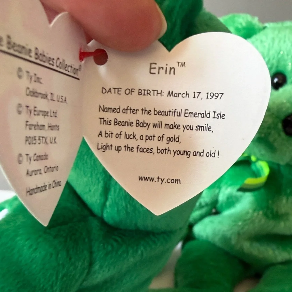 Ty Shamrock Bears TY Vintage Irish Bear Duo Dublin & Erin Beanie Babies
